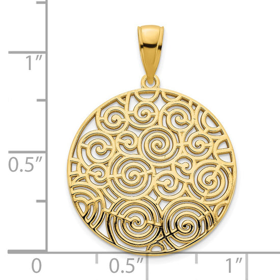 14k Fancy Filigree Swirl Disc Pendant