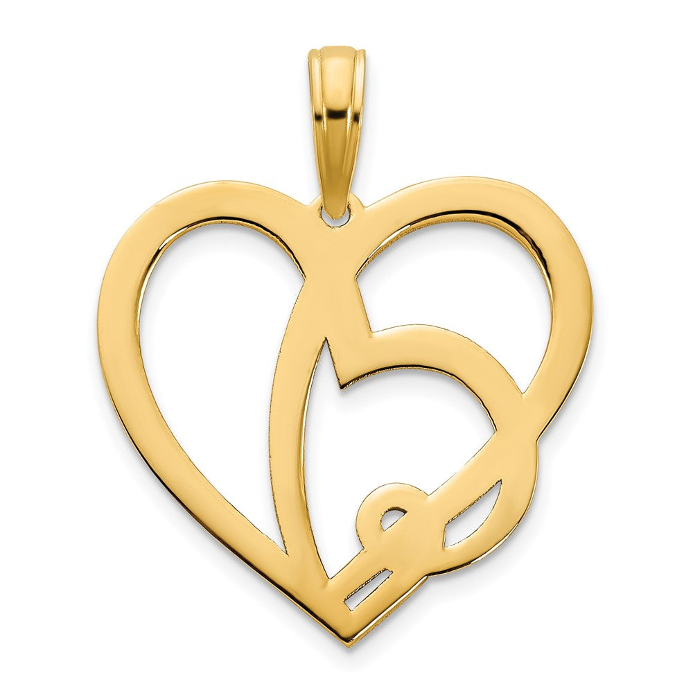 14k  Heart in Heart Pendant