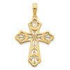 14k Fancy Leaves Cross Pendant