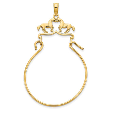 14k Two Horses Charm Holder Pendant