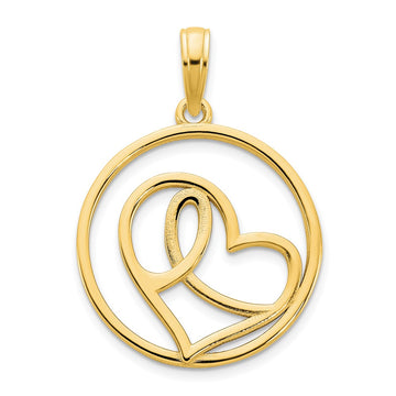 14k Heart in Circle Pendant