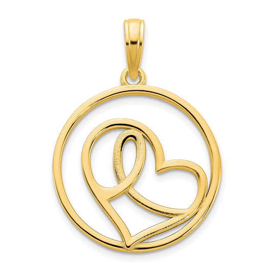 14k Heart in Circle Pendant