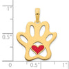 14k Red Epoxy Paw Print with Heart Pendant