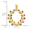 14k Polished Epoxy Christmas Light Wreath Pendant