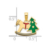14k Polished Epoxy Rocking Horse with Christmas Tree Pendant