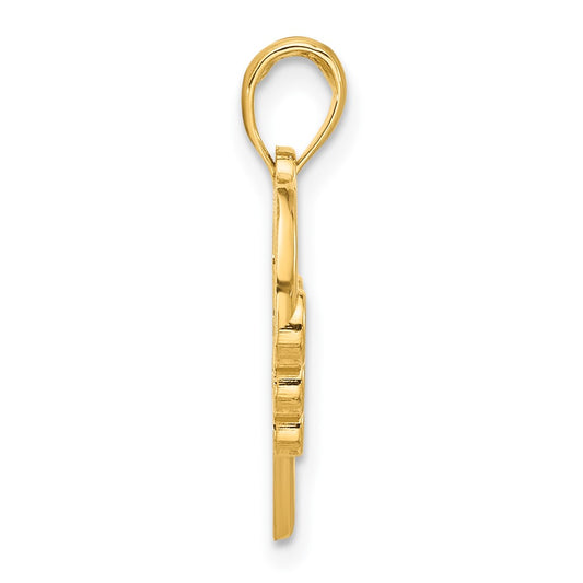 14k Polished Heart with Circles Pendant