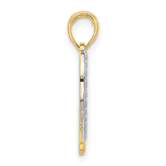 14k and White Rhodium Polished Heart Pendant