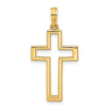 14k Polished Cut-out Cross Pendant