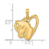 14K Polished Heart with Horse Pendant