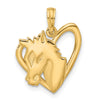 14K Polished Heart with Horse Pendant