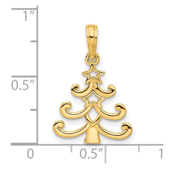 14k Polished Christmas Tree Pendant