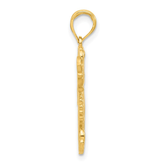 14k Polished Seahorse with Bubbles Pendant