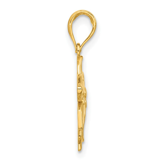 14k Polished Poinsettia Floral Pendant
