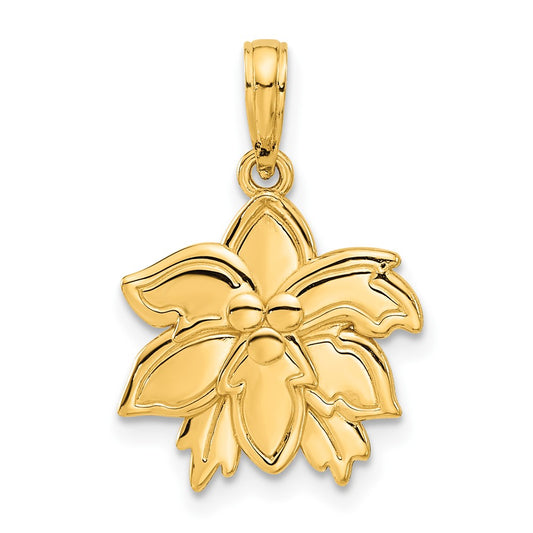 14k Polished Poinsettia Floral Pendant