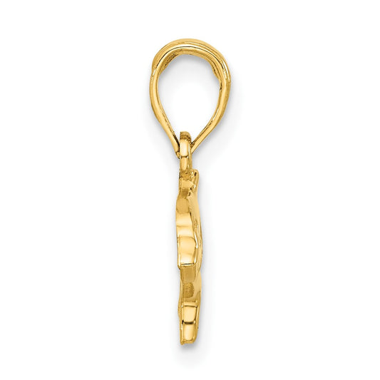 14k Polished Dolphin with Cut-out Baby Dolphin Pendant