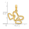 14k Polished Triple Heart Pendant