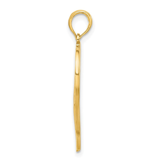 14k Polished Leaf Pendant