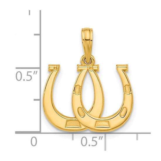 14k Polished Double Horseshoe Pendant