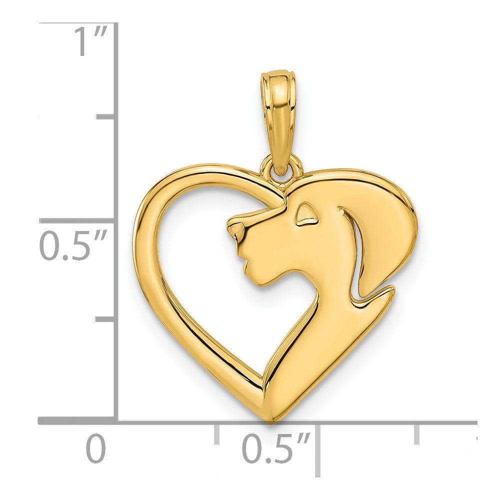 14K Polished Heart with Dog Charm