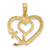 14K with White Rhodium Fancy Rope Heart and Anchor Charm