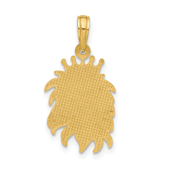 14K Polished Lion Head with Crown Pendant