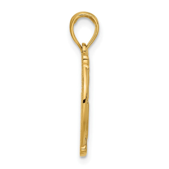 14K Polished Live Long and Prosper Hand Gesture in Circle Charm