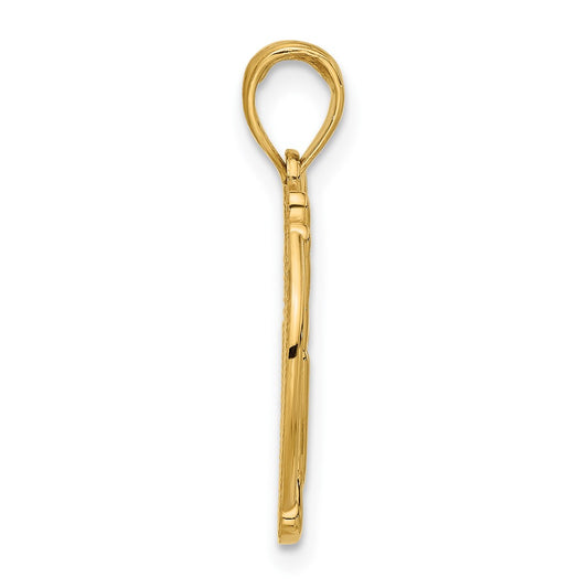 14K Polished Live Long and Prosper Hand Gesture in Circle Charm