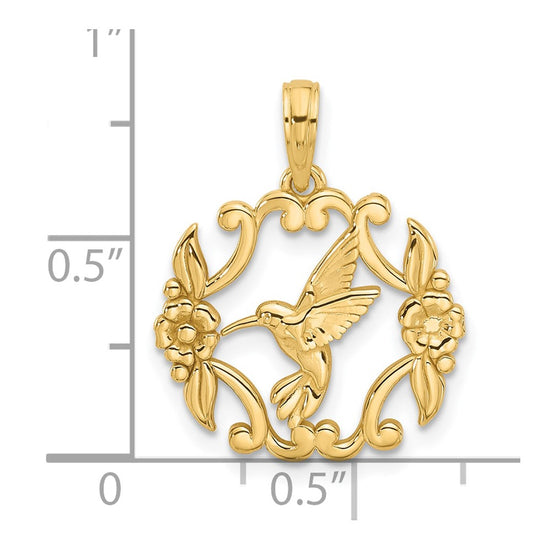 14K Polished Fancy Hummingbird Charm