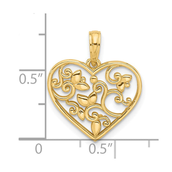 14k Fancy Heart Charm