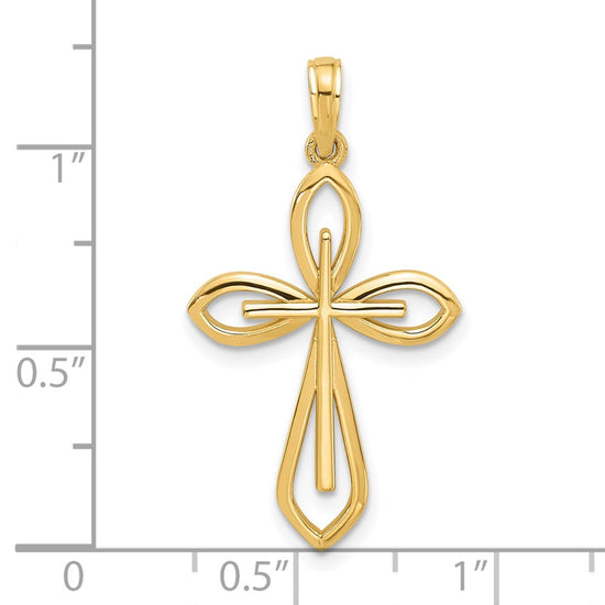 14K Fancy Two Cross Charm