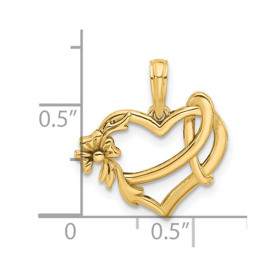 14K Fancy Heart and Ribbon Charm