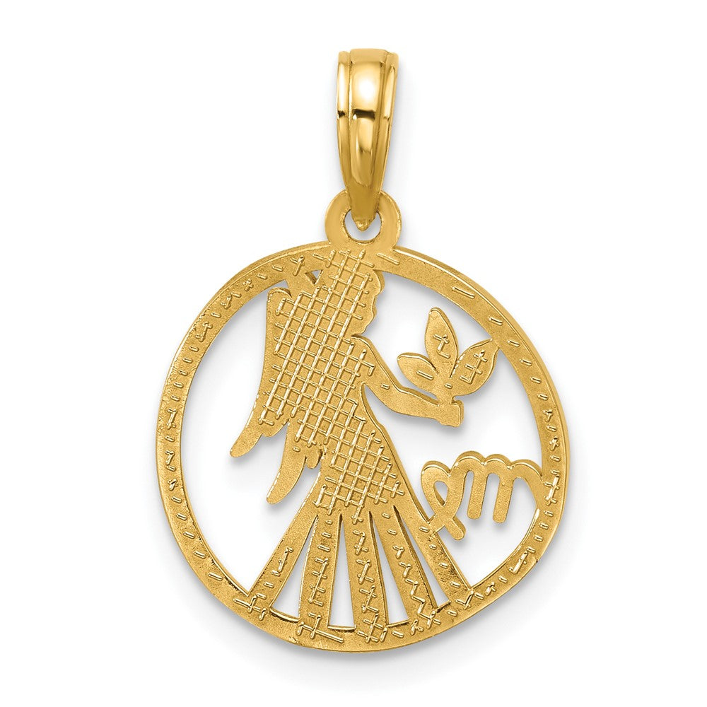 Gold Polished Round Zodiac Pendant