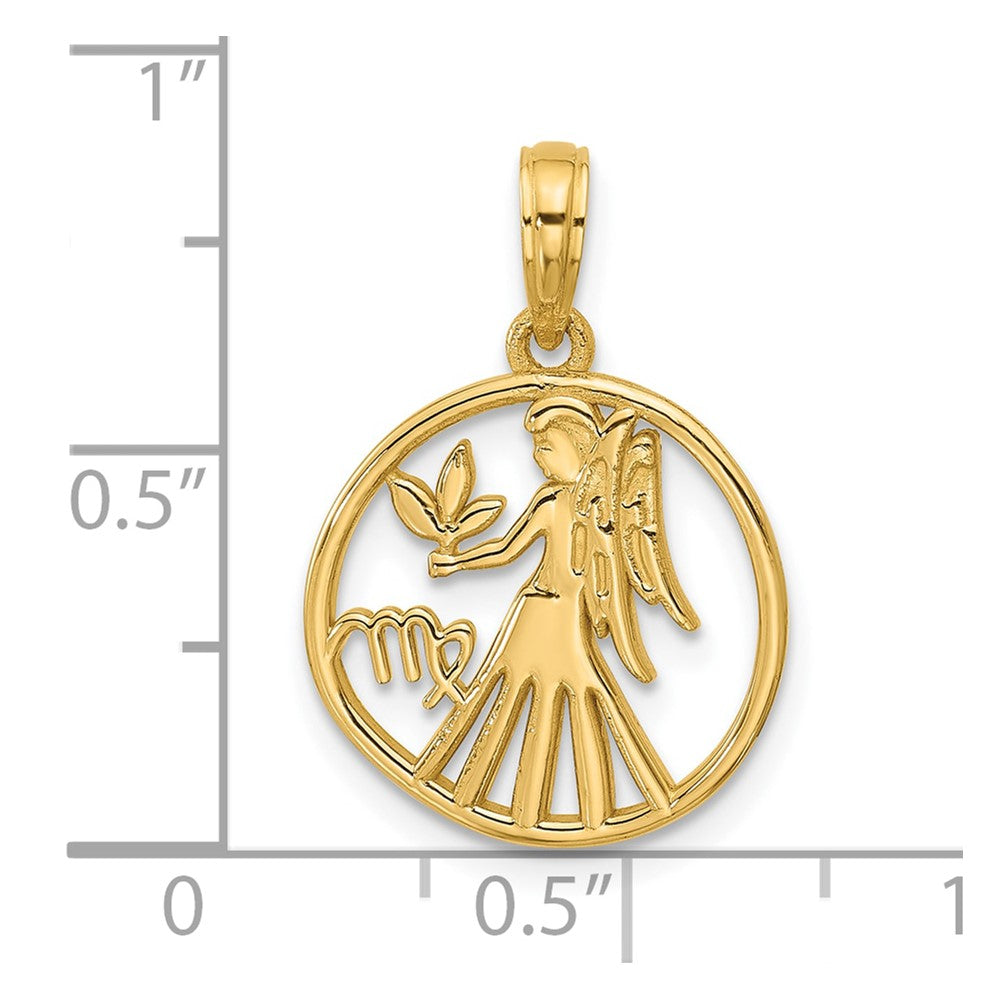 Gold Polished Round Zodiac Pendant