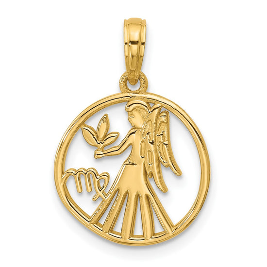 Gold Polished Round Zodiac Pendant