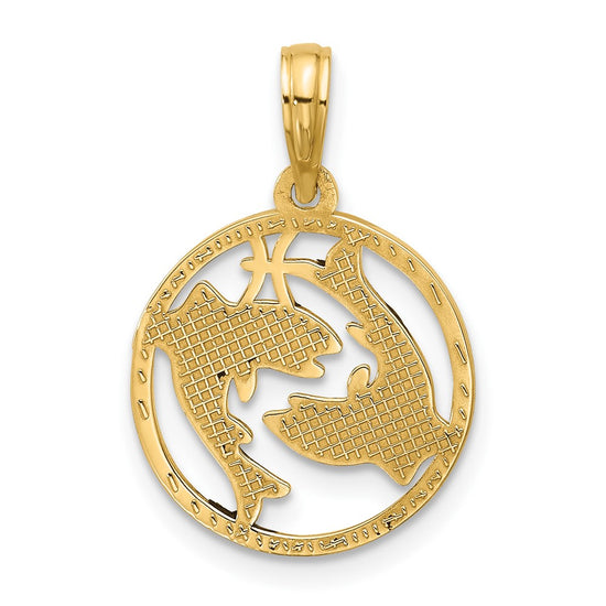 Gold Polished Round Zodiac Pendant