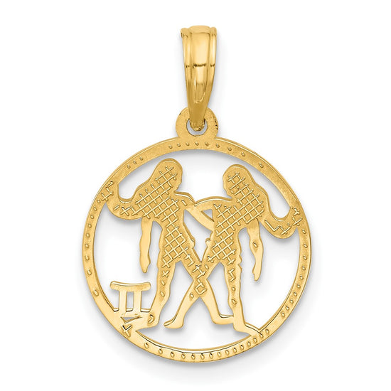 Gold Polished Round Zodiac Pendant