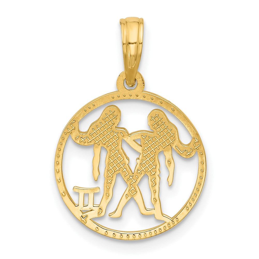 Gold Polished Round Zodiac Pendant