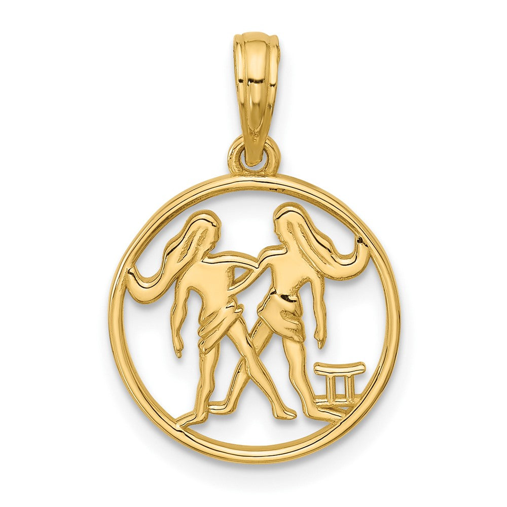 Gold Polished Round Zodiac Pendant