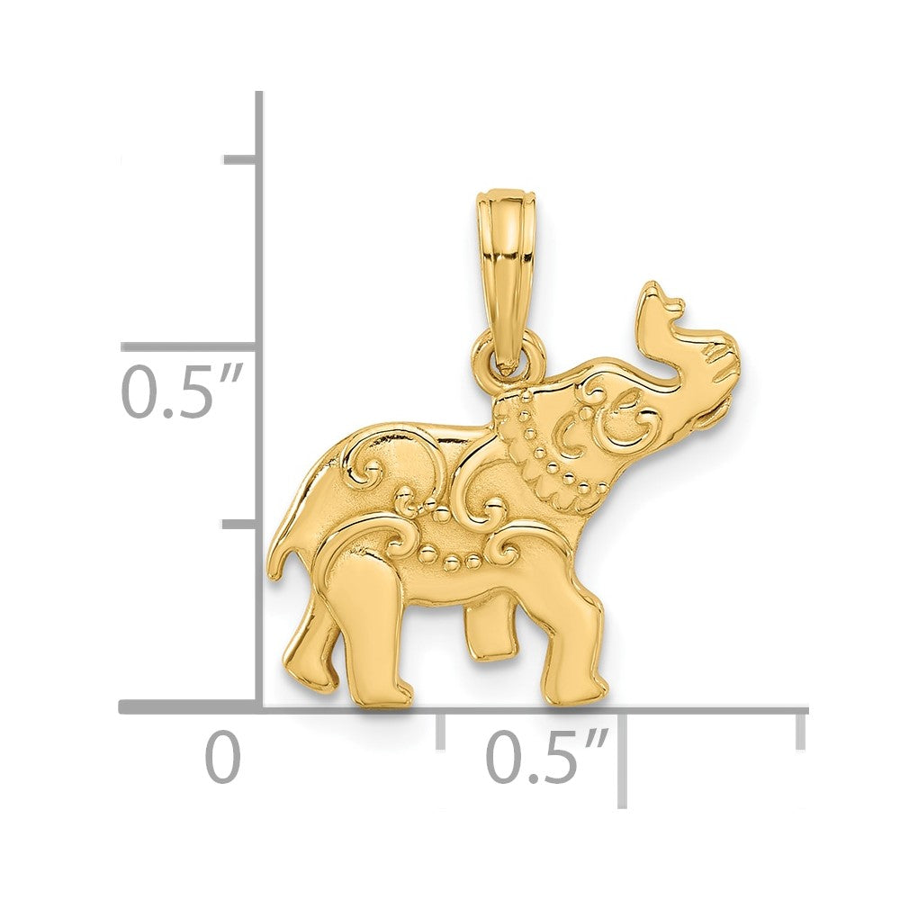 14K Polished Fancy Decorated Elephant Charm