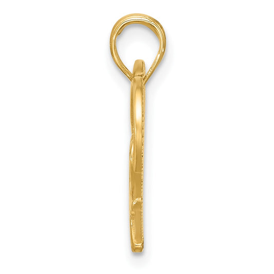 14K Polished and Brushed Fancy Scrolled Heart Charm