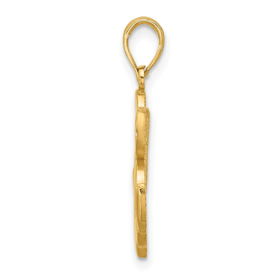 14K Polished Anchor and Clover Charm