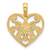 14K Polished Fancy Flower and Heart Charm