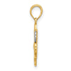 14K with Rhodium Polished Fancy Heart and Swans Charm