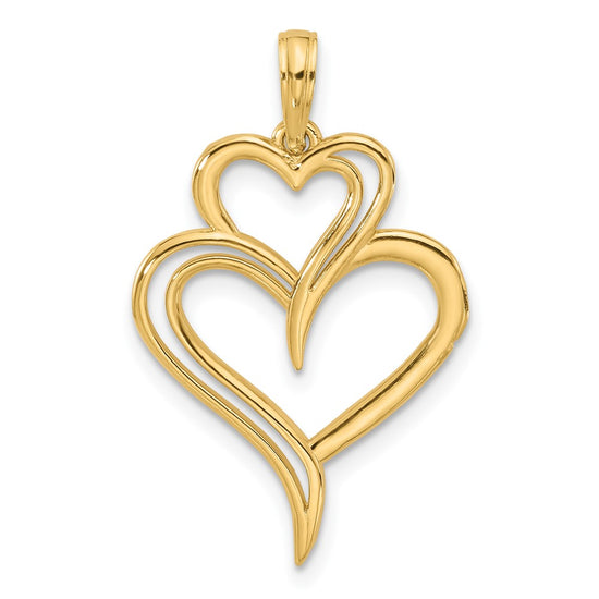 14K Polished Fancy Two Heart Charm