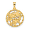14K Polished Fancy Butterfly and Flowers Charm