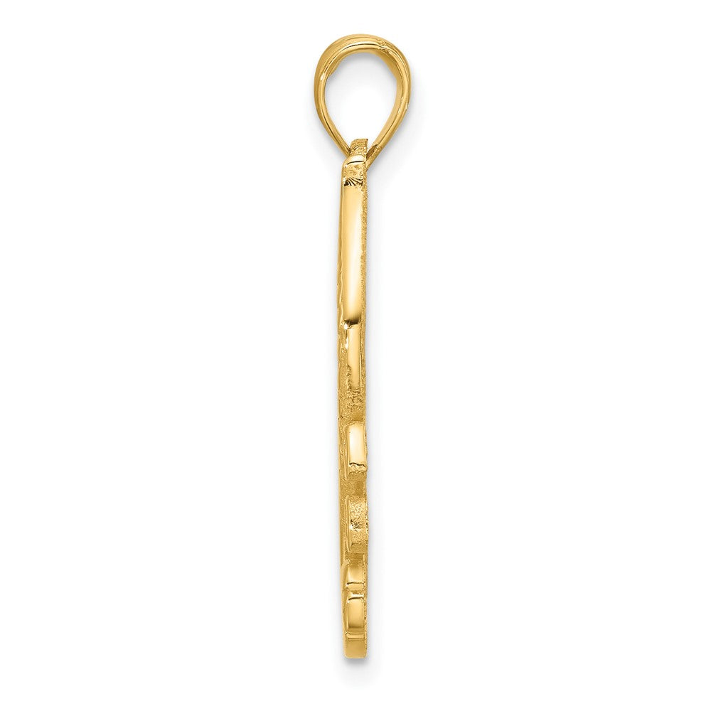 14K Polished Fancy Seahorse in Kelp Charm