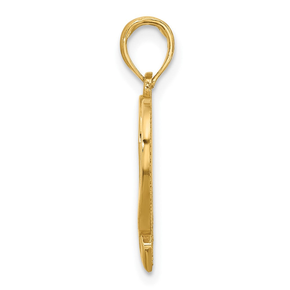 14K Polished Awareness Ribbon and Heart Charm