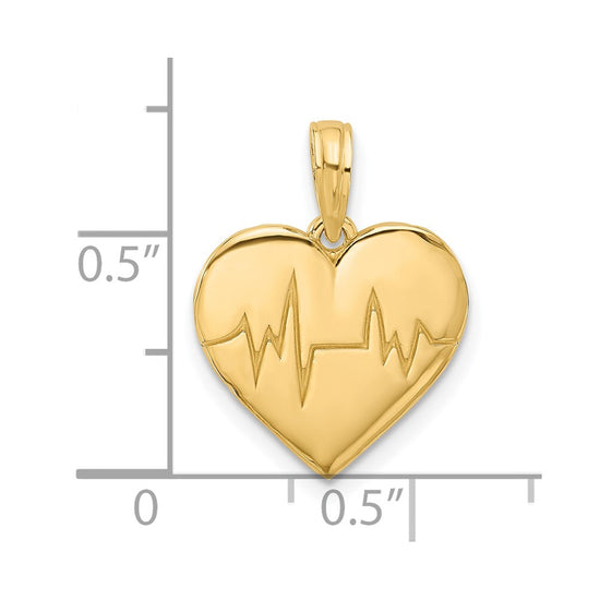 14K Polished Fancy EKG Heartbeat Charm