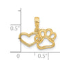 14K Polished Cut-out Heart and Paw Print Charm