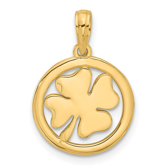 14K Polished Fancy Shamrock in Circle Charm